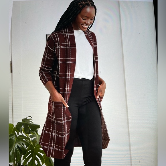 Plaid Long Cardigan - Picture 2 of 6